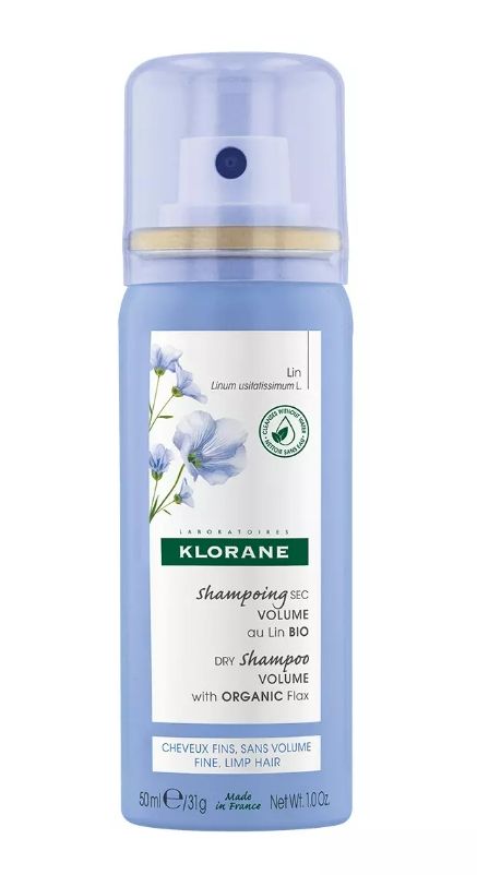 Klorane Сухой шампунь для объема волос, спрей, с органическим экстрактом льняного волокна, 50 мл, 1 шт.
